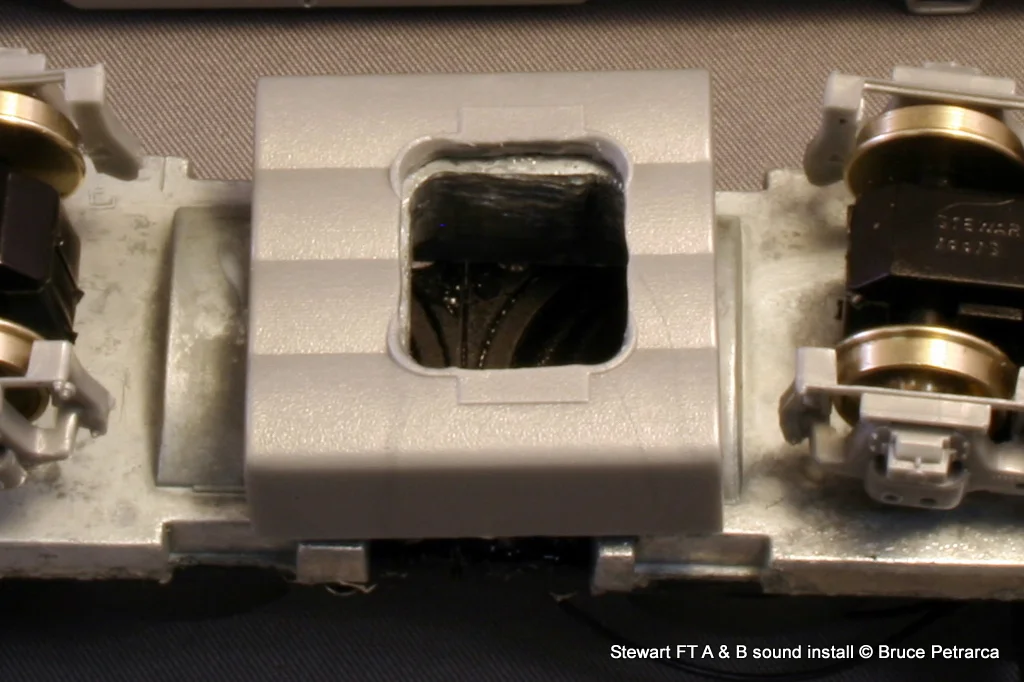 Stewart FT-B bottom view showing sound port machined between motor mount holwes