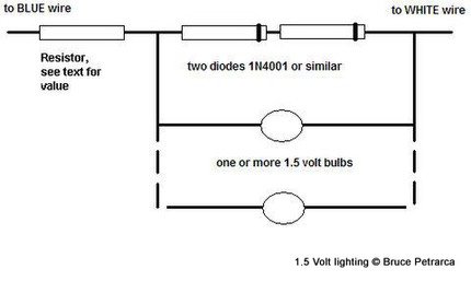1.5V bulbs with diode voltage limitation